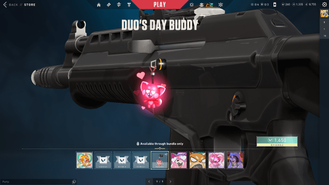 Duo's Day Buddy on a gun in the VALORANT shop.