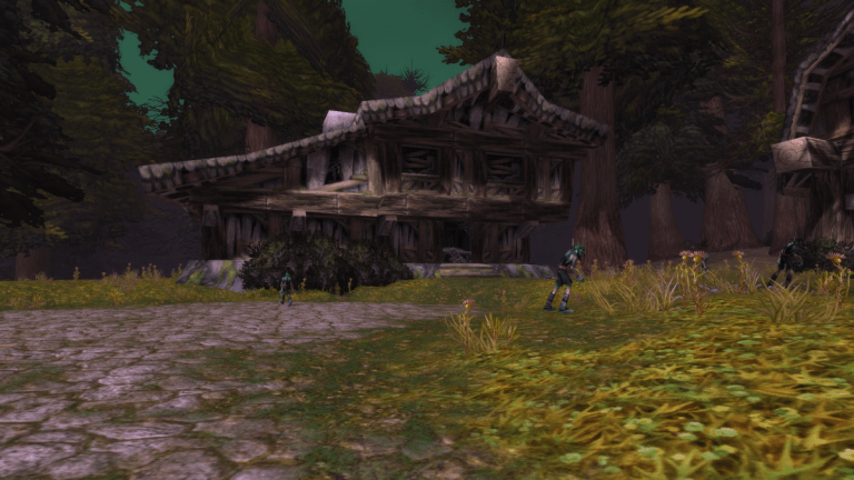 Image of a zombie infested town in WoW SoD.