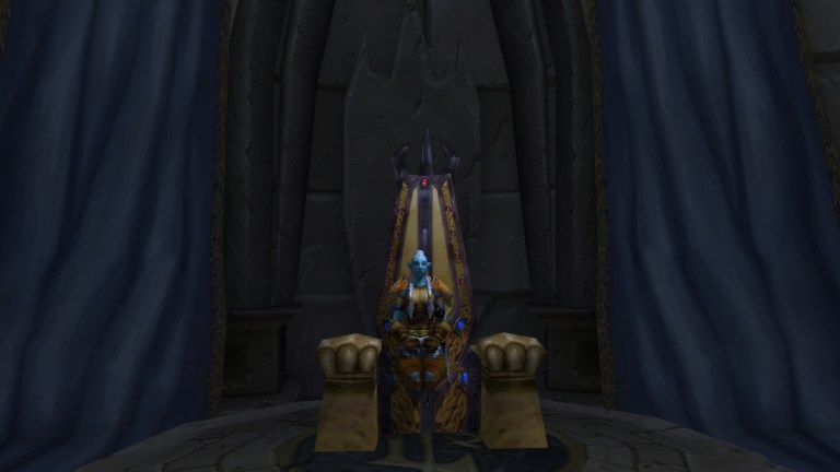 WoW Classic Shaman sitting on the throne in Ruins of Lordaeron