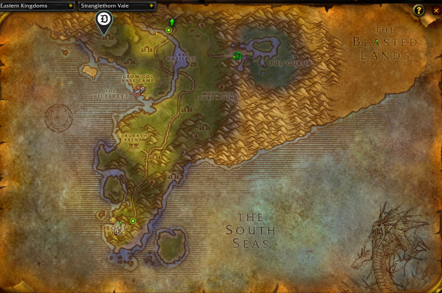 Map of Stranglethorn Vale, showing where to loot the Rune.