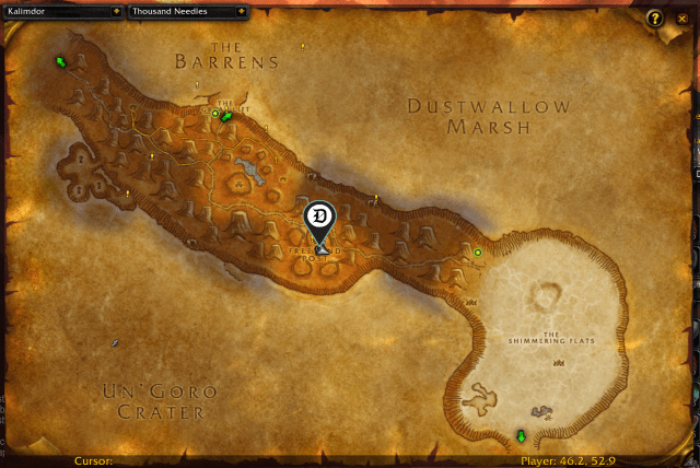 Map of Thousand Needles, showing where to turn in Tattered Note