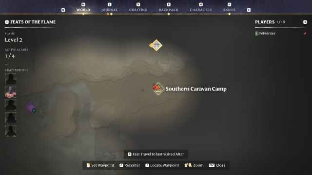 Southern Caravan camp location on the map