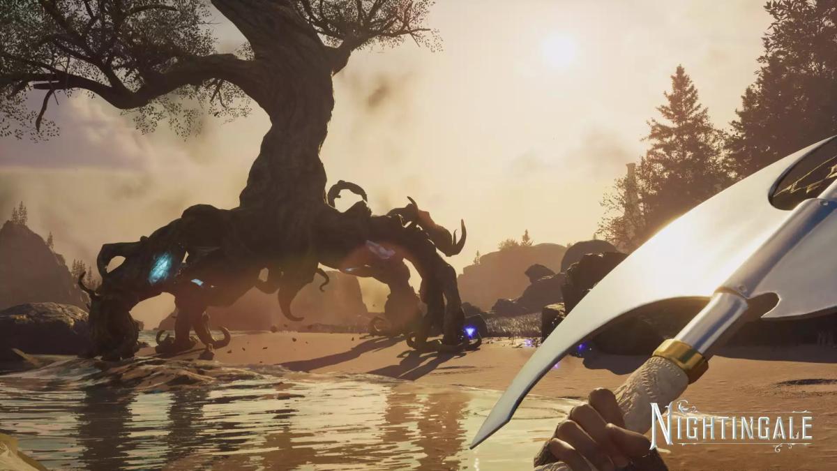 An in game image of a tree and an axe from Nightingale