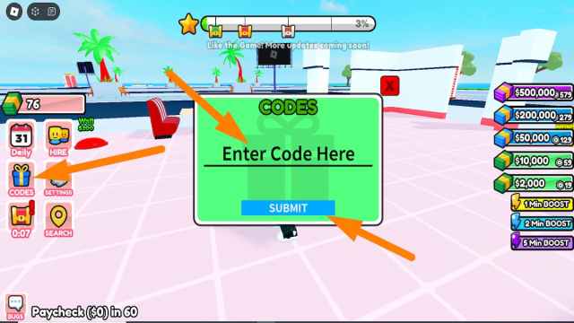 How to redeem codes in Burger Store Tycoon