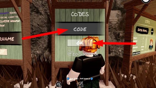 How to redeem codes in Zo Samurai Sword Fighting