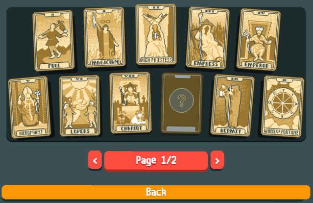 A screenshot of a collection of Tarot Cards in Balatro.