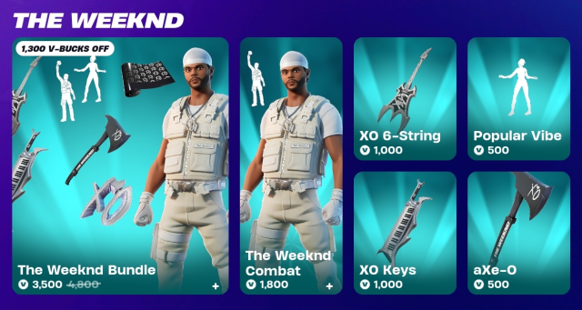 The Weeknd shop in Fortnite