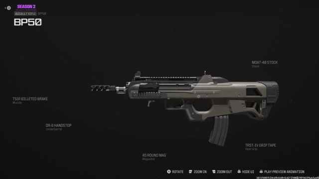 A screenshot of the best BP50 loadout in MW3 multiplayer.
