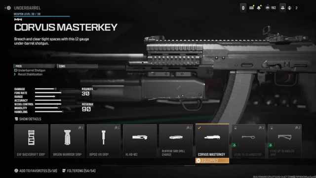 Corvus Masterkey underbarrel attachment in MW3