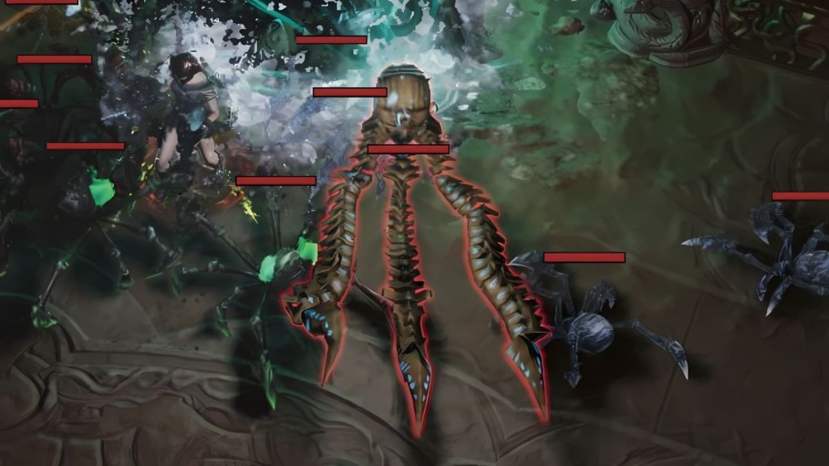 A back screenshot of the Immortal Eye in the middle of a pack of monsters in Last Epoch