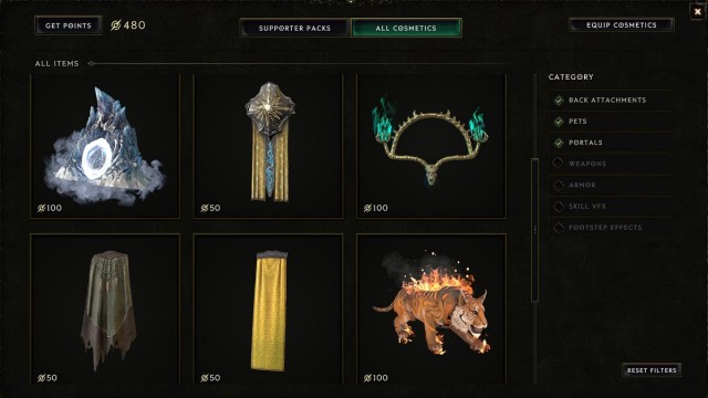 Last Epoch item store cosmetics