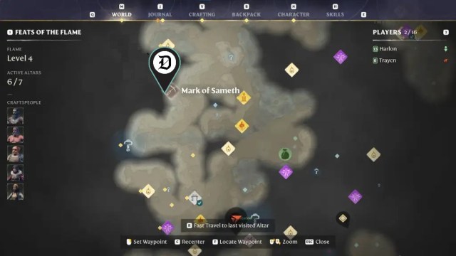 Mark of Sameth location marked on Enshrouded's map.