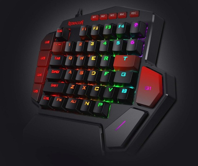 Redragon K585 DITI one-handed keyboard on black background