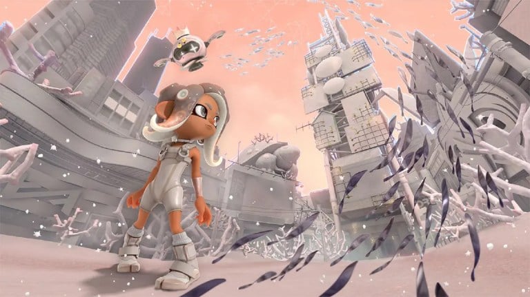 Splatoon 3 Side Order Agent 8 in white city