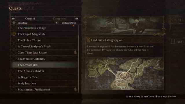 Image of the quest log in Dragon's Dogma 2.