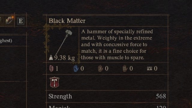 The Black Matter hammer in Dragon's Dogma 2.