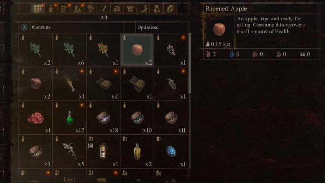 item selection menu in DD2