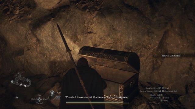 The Arisen loots an archistaff from a chest in Dragon's Dogma 2.