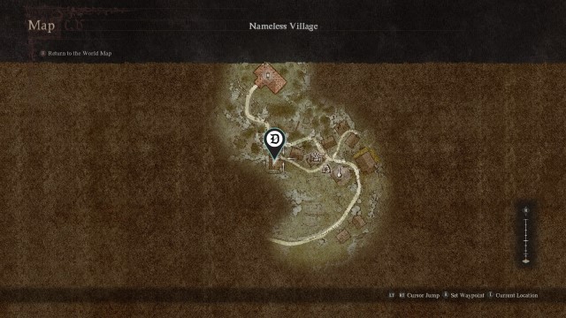 The location of Wendy, a member of the Nameless Village, in Dragon's Dogma 2.