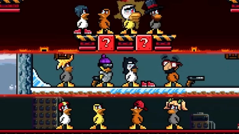 A series of 12 ducks quack in Duck Game.