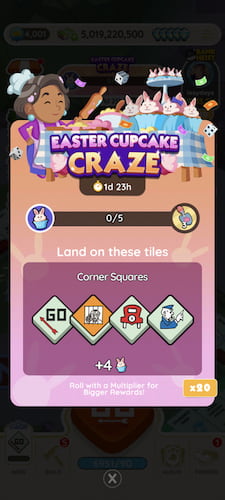 Mrs. Monopoly baking for Easter rewards