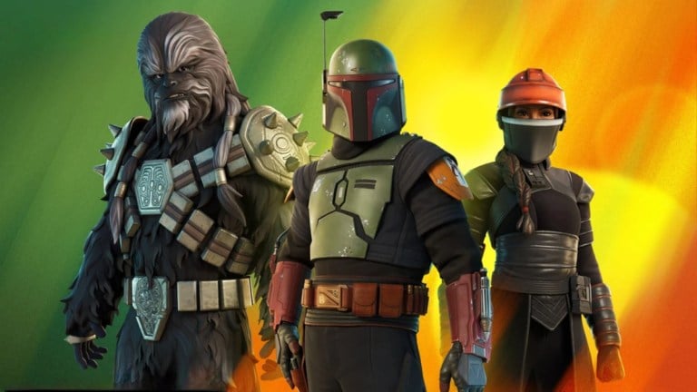 Bobba Fett and Krrsantan in a Fortnite collab.