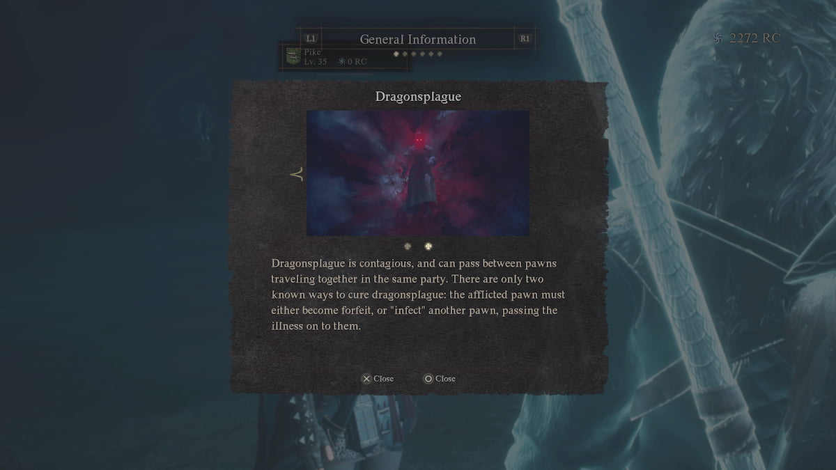 Dragonsplague information screen in Dragon's Dogma 2