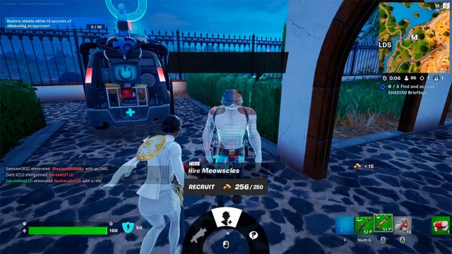 Character recruiting an NPC in Fortnite