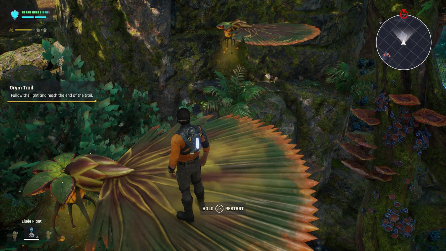 An in game image of the leaf platforms in Outcast A New Beginning