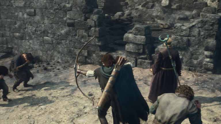 Arisen shooting an enemy in Dragon's Dogma 2.