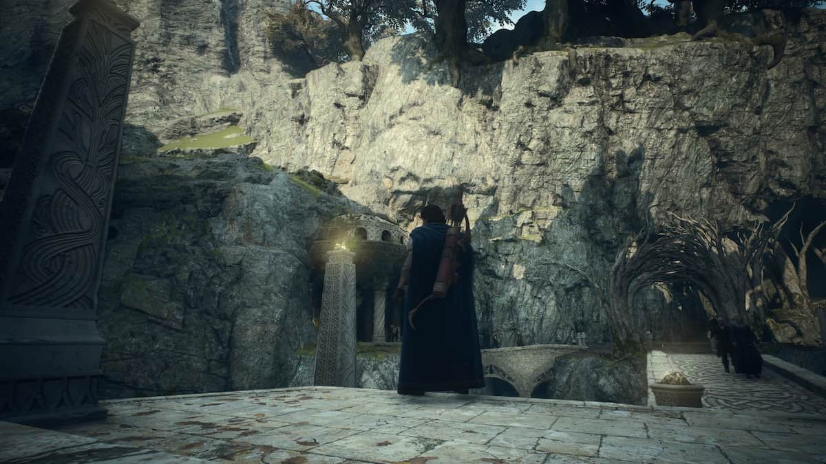 Arisen standing in Sacred Arbor in Dragon's Dogma 2.