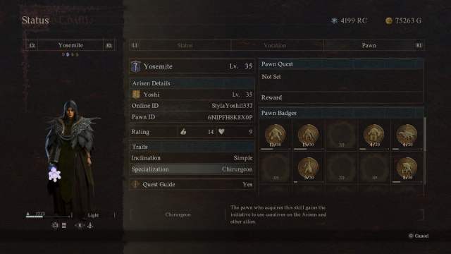 Pawn status in Dragon's Dogma 2.