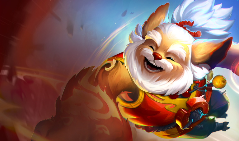 Kobuko, a bear-like Yordle, smiles as he attacks in TFT.