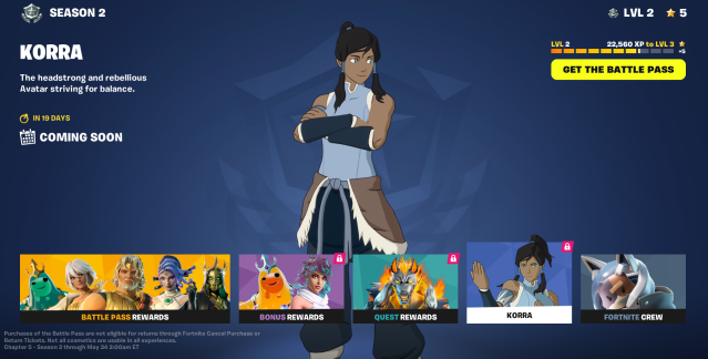 Avatar! Korra battle pass teaser in Fortnite