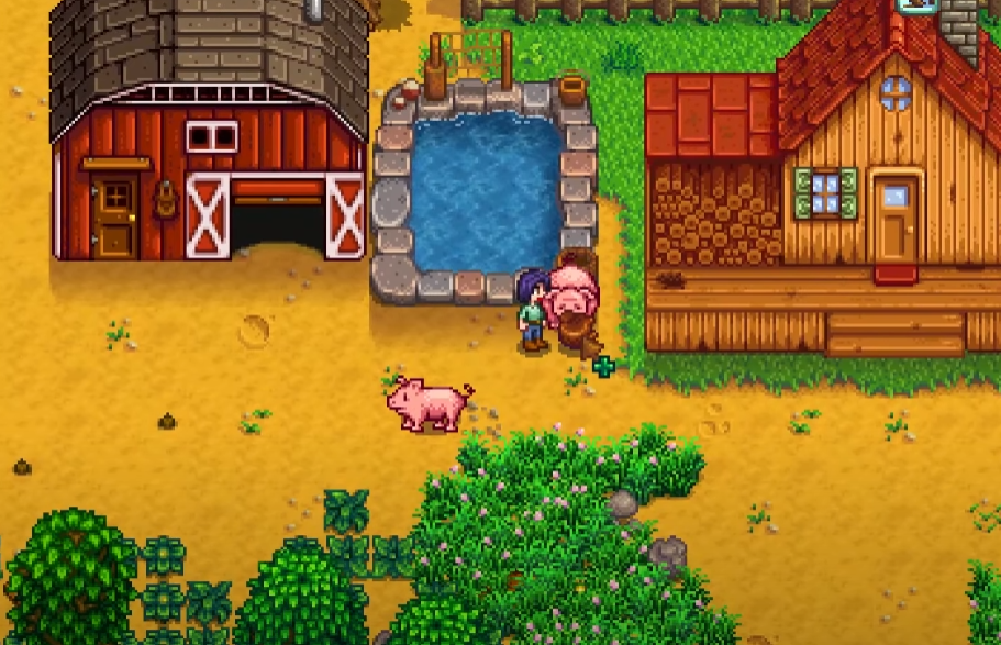 Pigs spawning Truffles in Stardew Valley.