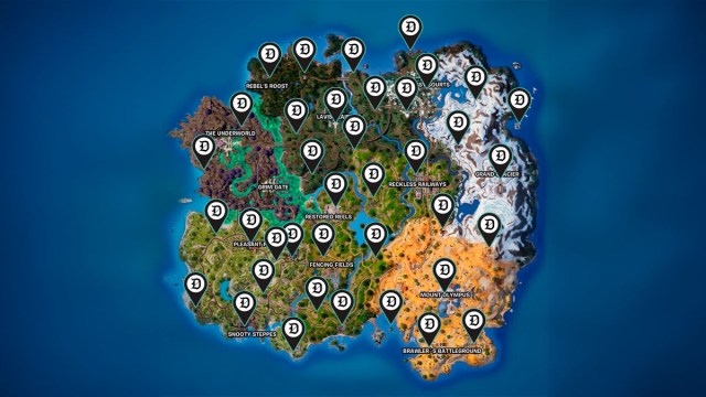 Every Reboot Van marked on the Fortnite map