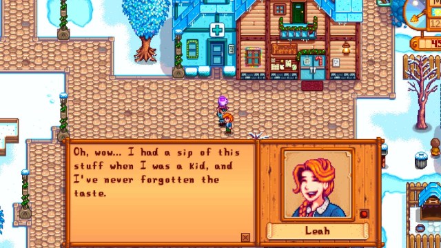 character gifting Stardrop Tea in Stardew Valley