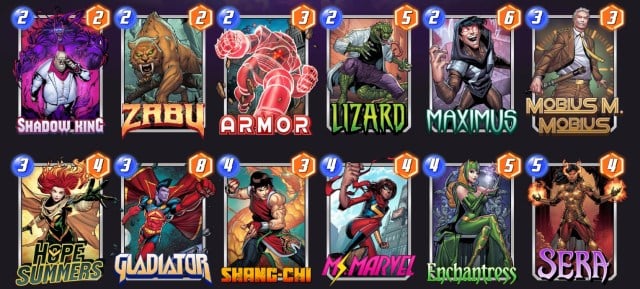 Marvel Snap Sera Control 2.0 deck