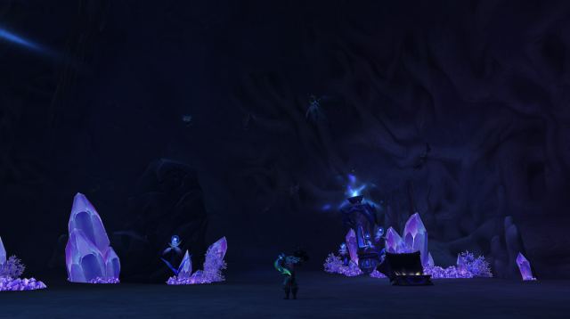 Cave Bats flying around a purple crystal cave in WoW Dragonflight Sniffenseeking