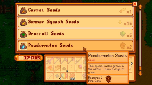 A player trading a Powdermelon Stardew Valley.