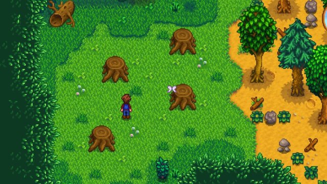 Mahogany Tree Stumps next to Stardew Valley farm