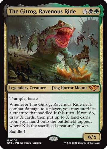 Gitrog throwing men like toys who are trying to Saddle it