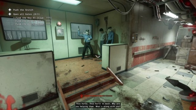 Hide behind cover opposite the Infirmary door in Kill the Snitch., Outlast Trials