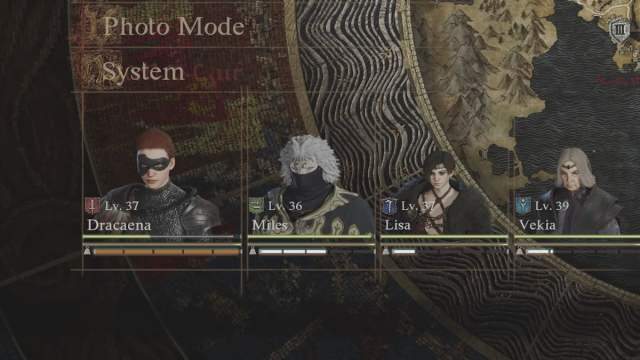 Dragon's Dogma 2 party menu