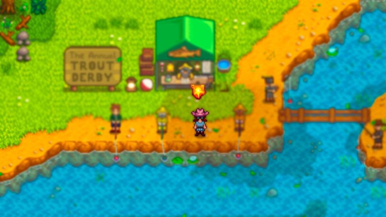 fishing in Stardew Valley Derby Trout