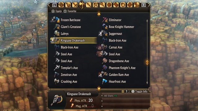 The Kingsaxe Drakenash's stats in Unicorn Overlord.