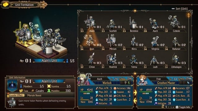 The unit is being changed in Unicorn Overlord, with a character being swapped for another.