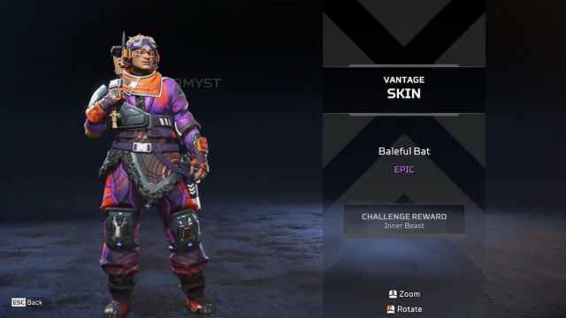 Baleful Bat Vantage skin from the Apex Legends Inner Beast Event.