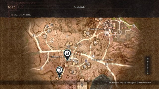 Locations of vendors that sell the sword in Bakbattahl