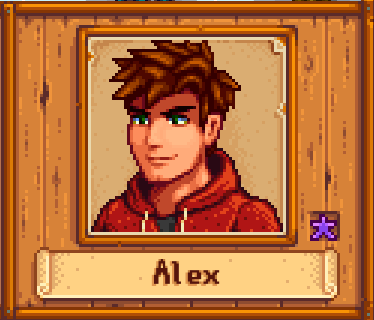 Alex in Winter in Stardew Valley.